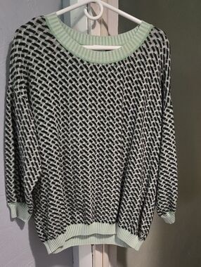 Bogner Mint & Black Geometric Knit Sweater